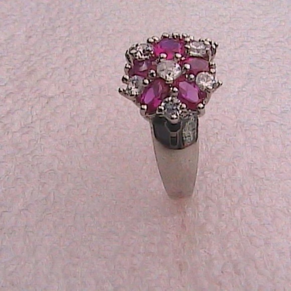 14k Wg Filled Ruby & White Topaz GoldRing  (#68) - Picture 8 of 8